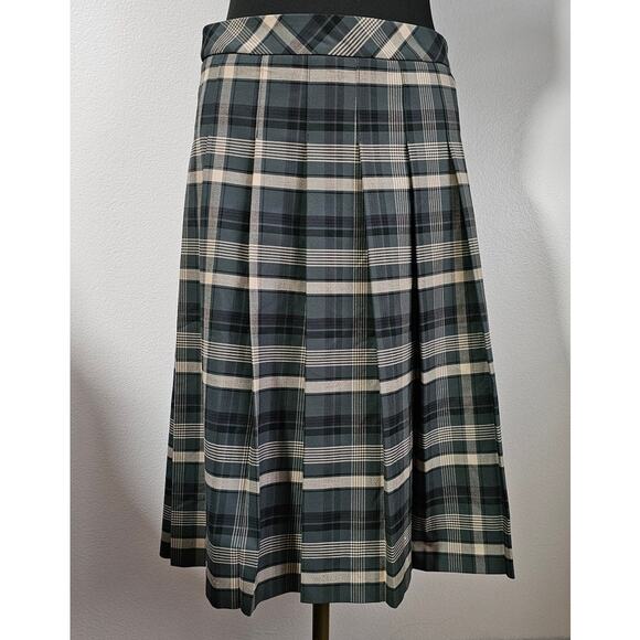 NWT Aritzia Sunday Best Women's Plaid Olive Green Pleated Midi Skirt 8 - Picture 6 of 14